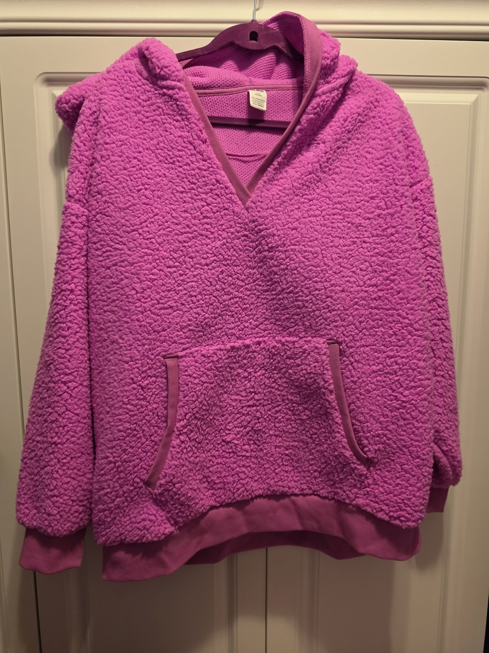 Cozy Women's Hooded Sherpa Pullover Sweater - Pink